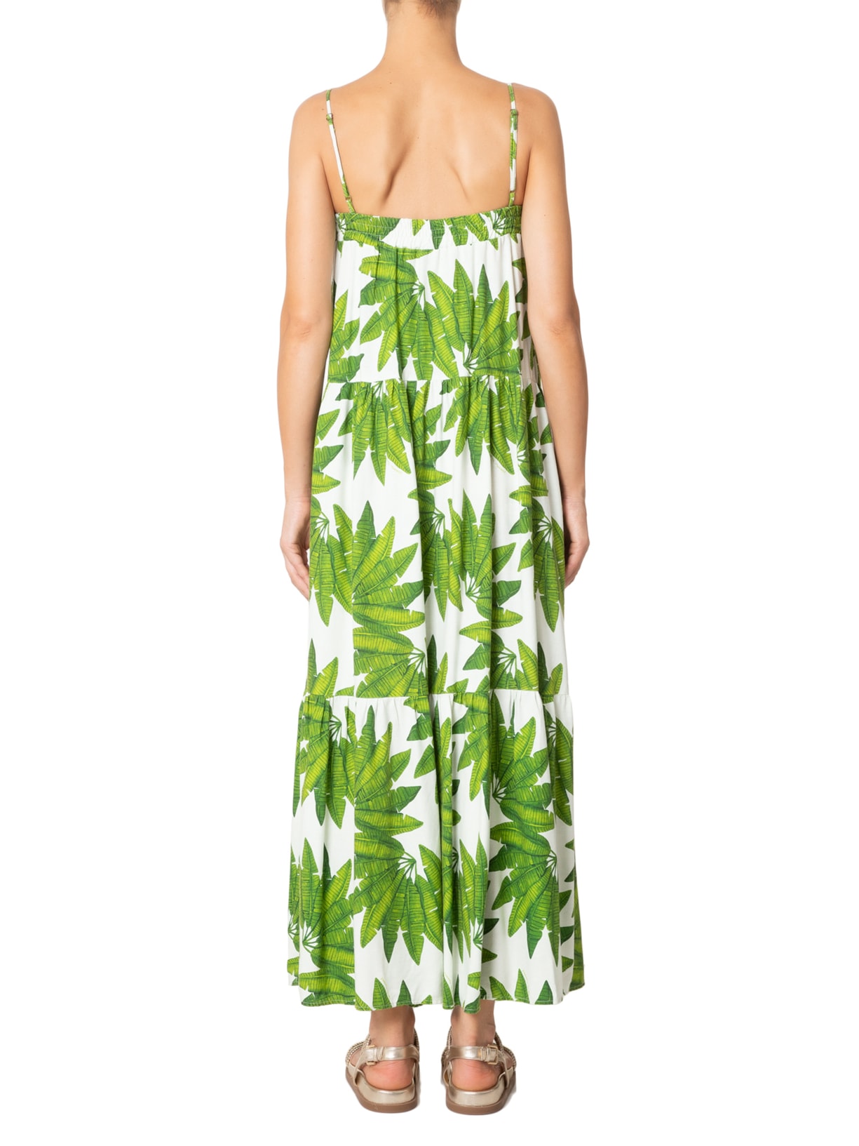 Vestido Longo Leque De Palmeira Verde Farm