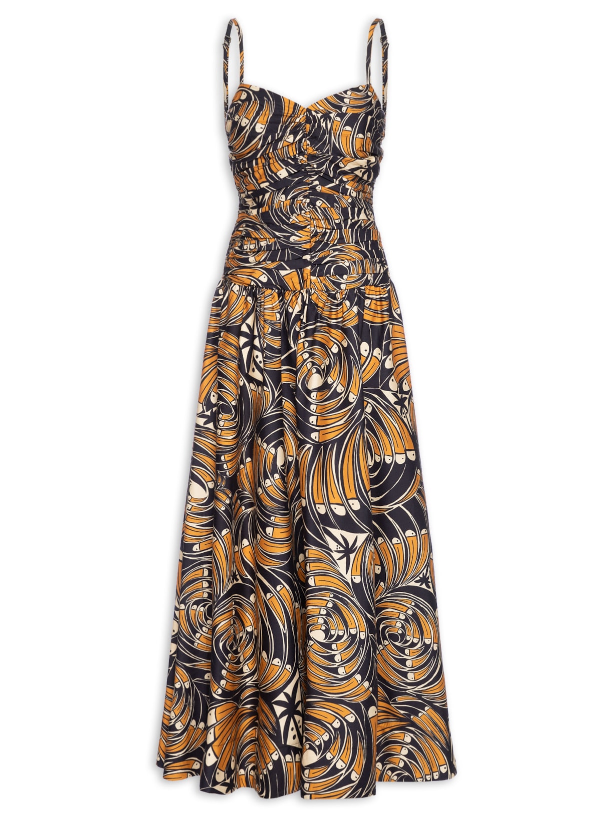 Vestido Longo Leque De Tucano - Preto