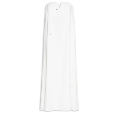 Vestido Longo Linho Bordado Paetê - Off White