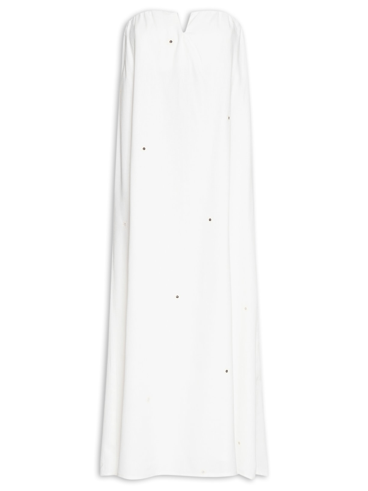 Vestido Longo Linho Bordado Paetê - Off White