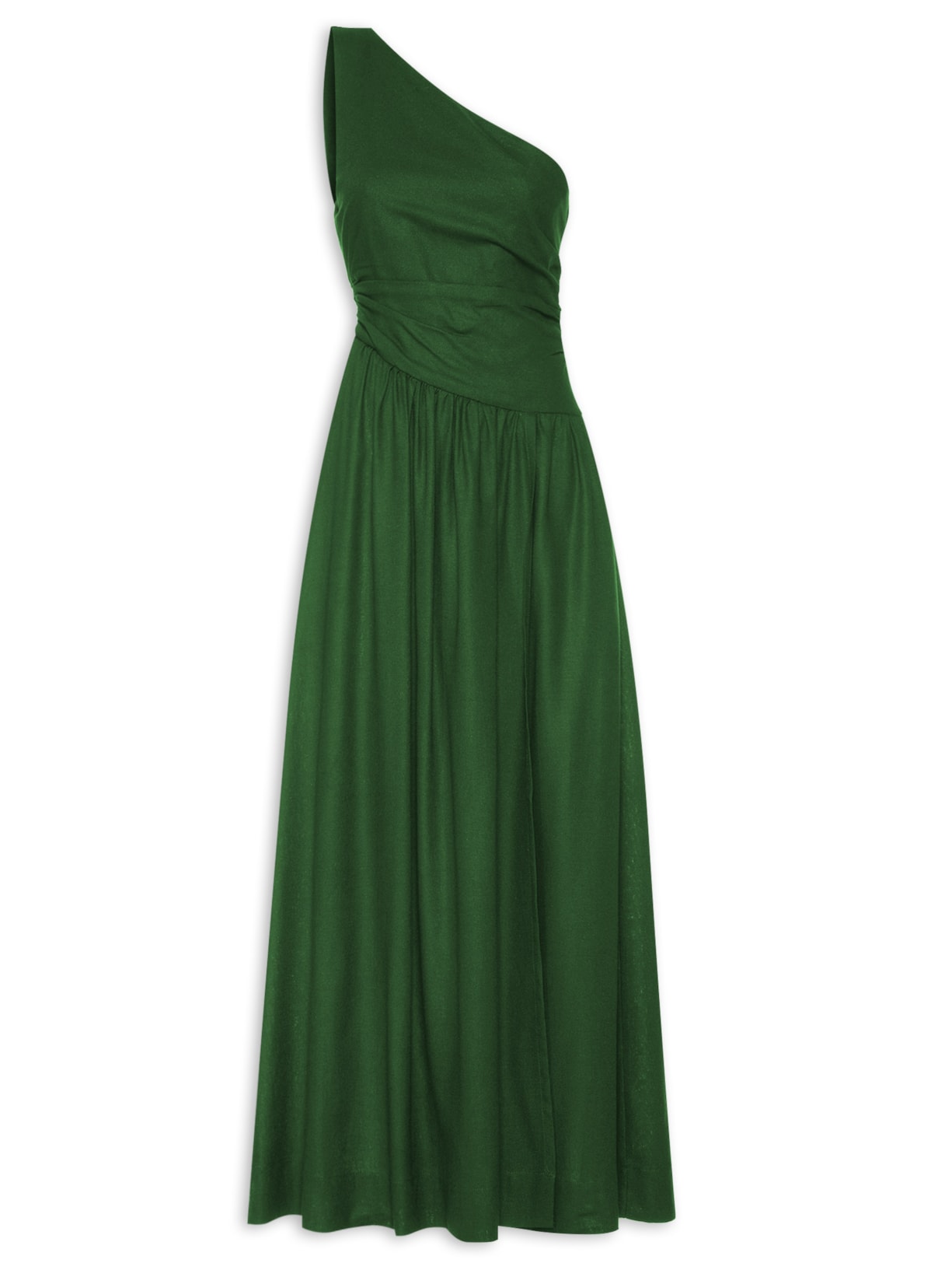 Vestido Longo Linho Cintura Deslocada - Verde