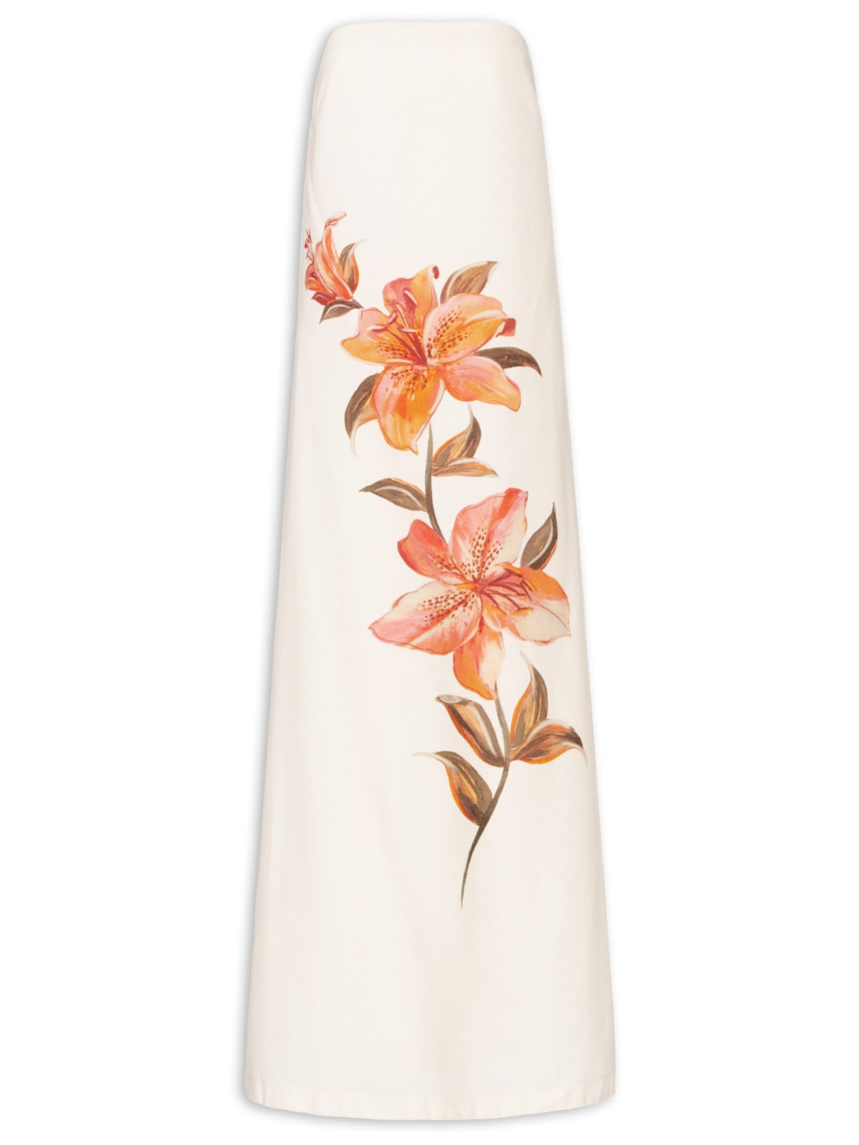 Vestido Longo Linho Estampa Pólen - Bege