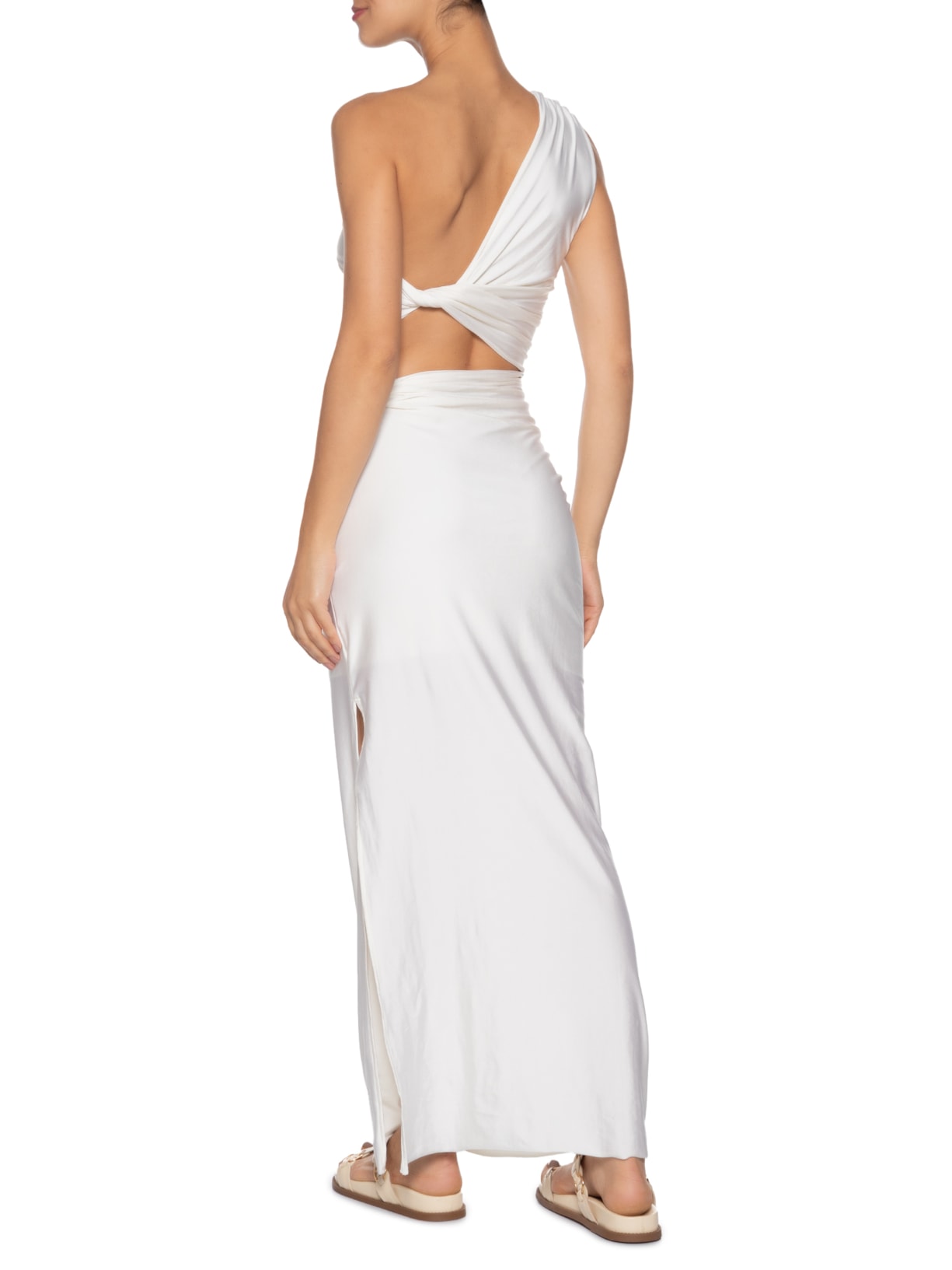 Vestido Longo Liso De Um Ombro Só Branco Cia Marítima
