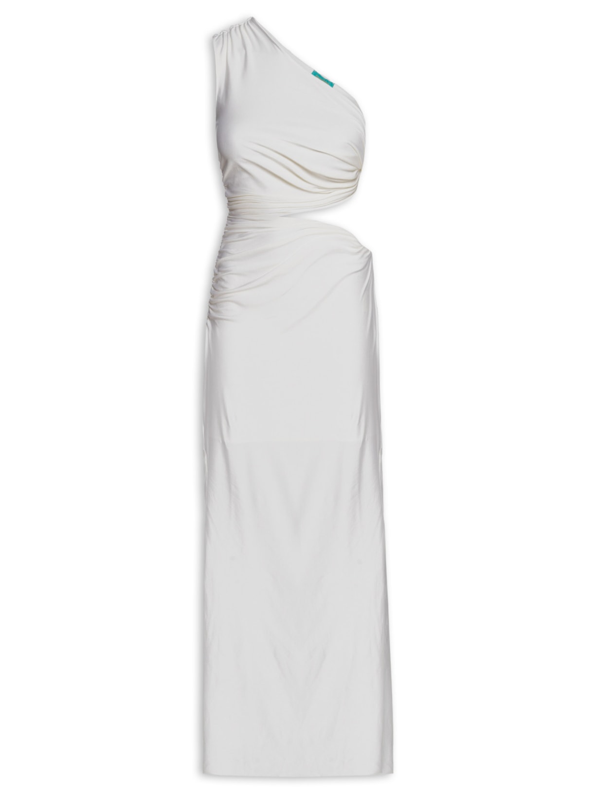 Vestido Longo Liso De Um Ombro Só - Branco