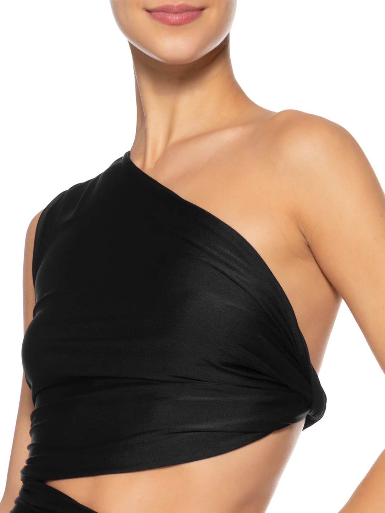 Vestido Longo Liso De Um Ombro Só Preto Cia Marítima