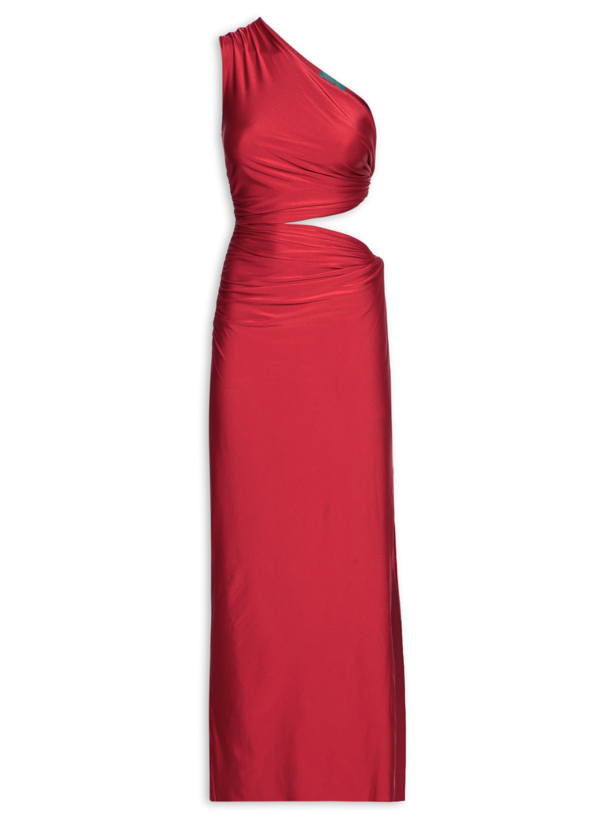 Vestido Longo Liso De Um Ombro Só Vermelho Cia Marítima