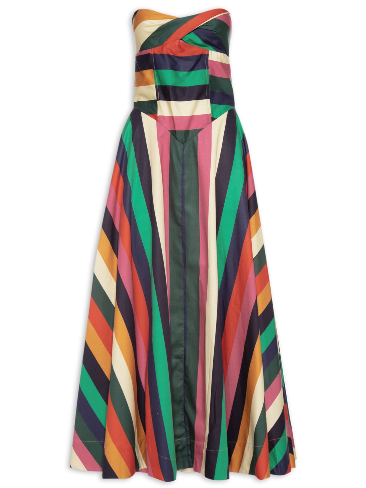 Vestido Longo Listra Onda De Cor - Vermelho