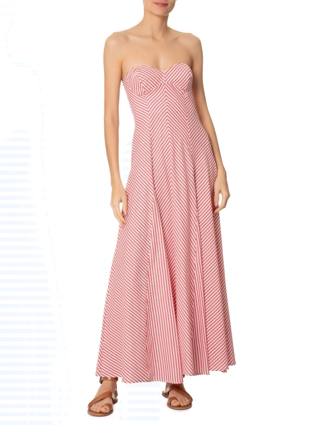 Vestido Longo Listra Palmas Vermelho Farm