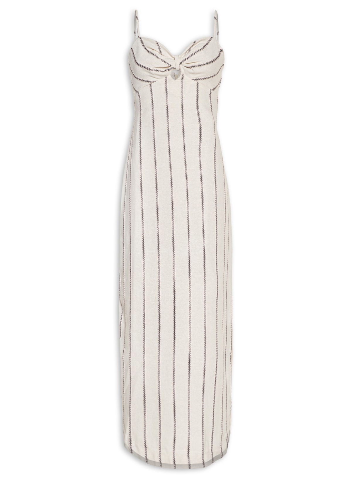 Vestido Longo Listra Pesponto - Bege