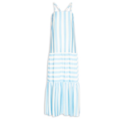 Vestido Longo Listrado - Azul