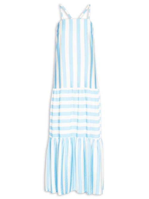 Vestido Longo Listrado - Azul