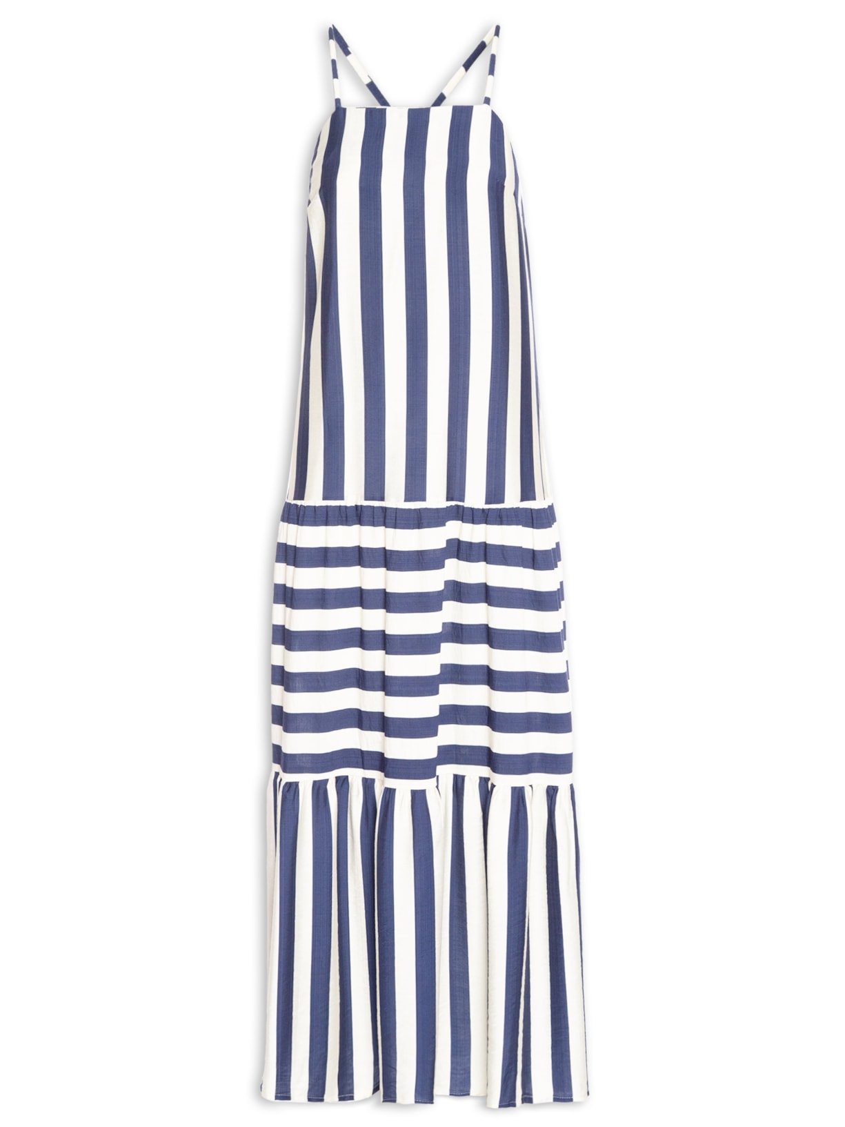 Vestido Longo Listrado - Azul