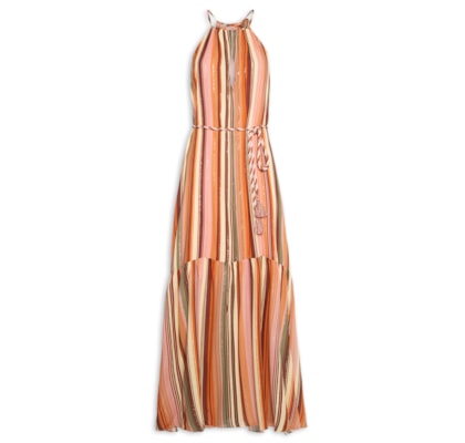 Vestido Longo Lurex Estampa Bosque - Rosa