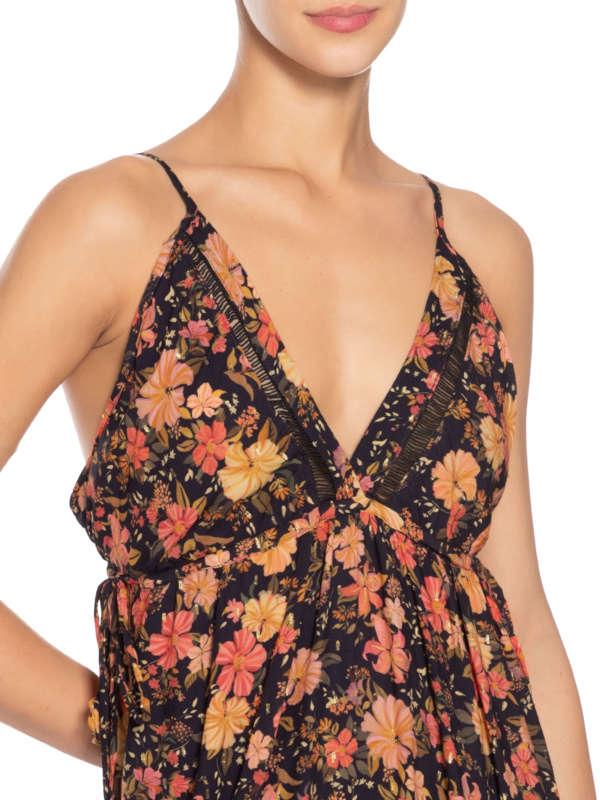 Vestido Longo Lurex Estampa Encontro Preto Dress To