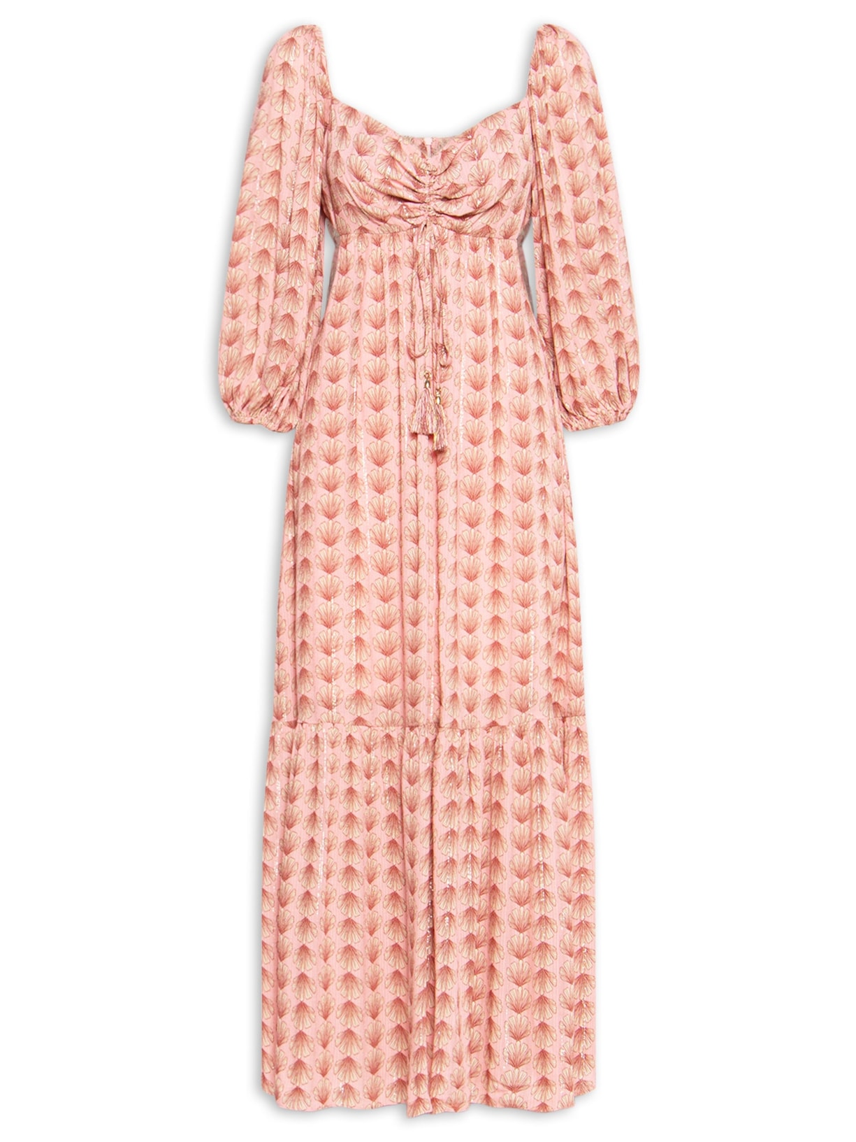 Vestido Longo Lurex Estampa Maresia - Rosa