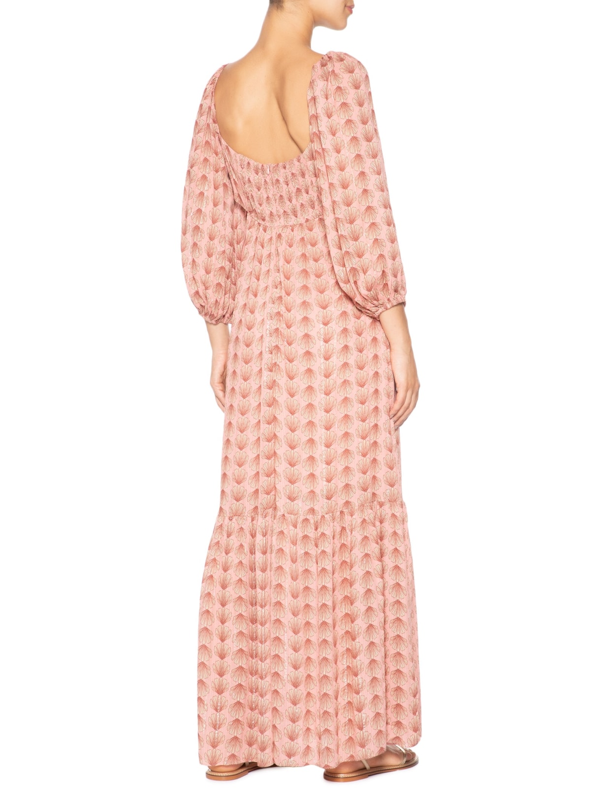 Vestido Longo Lurex Estampa Maresia Rosa Dress To