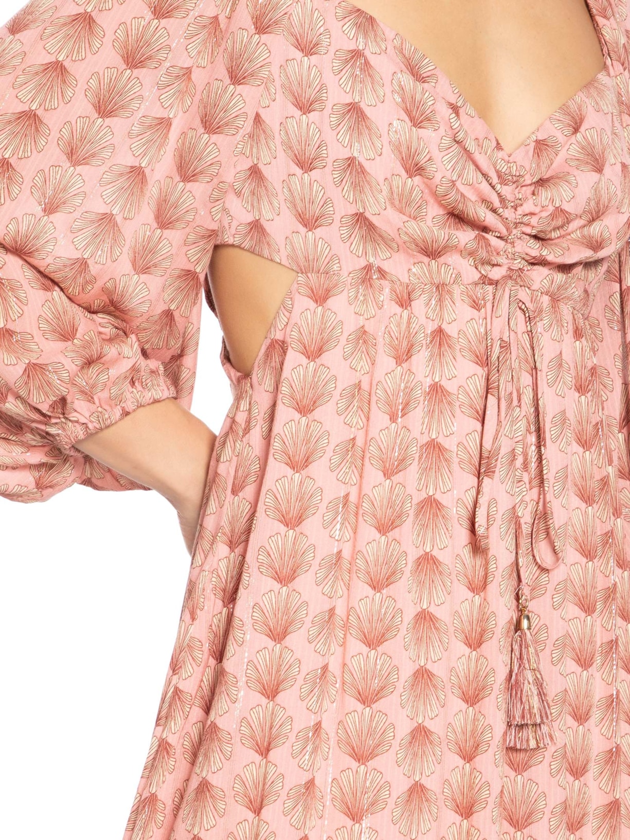 Vestido Longo Lurex Estampa Maresia Rosa Dress To