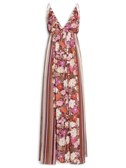 Vestido Longo Lurex Jasmin Solar Mix - Rosa