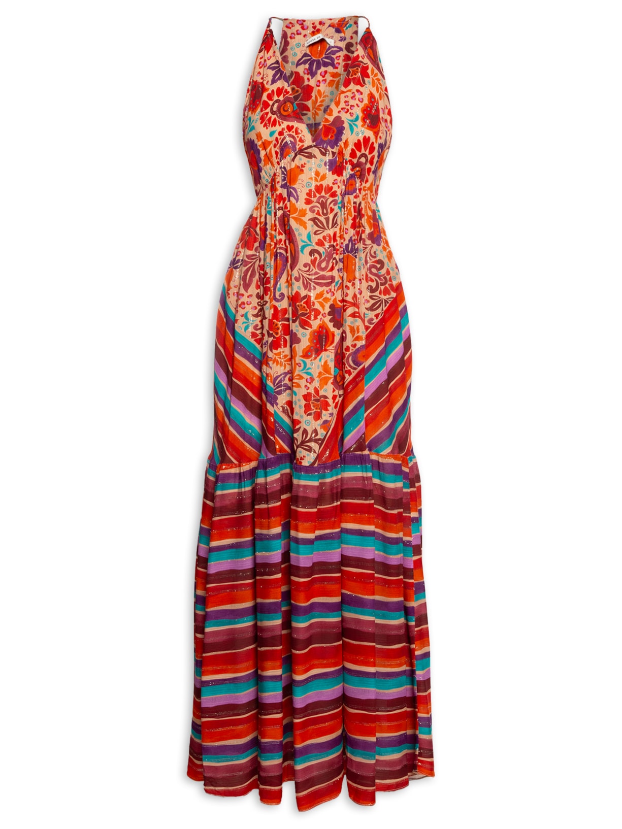 Vestido Longo Lurex Mantra Mix - Laranja