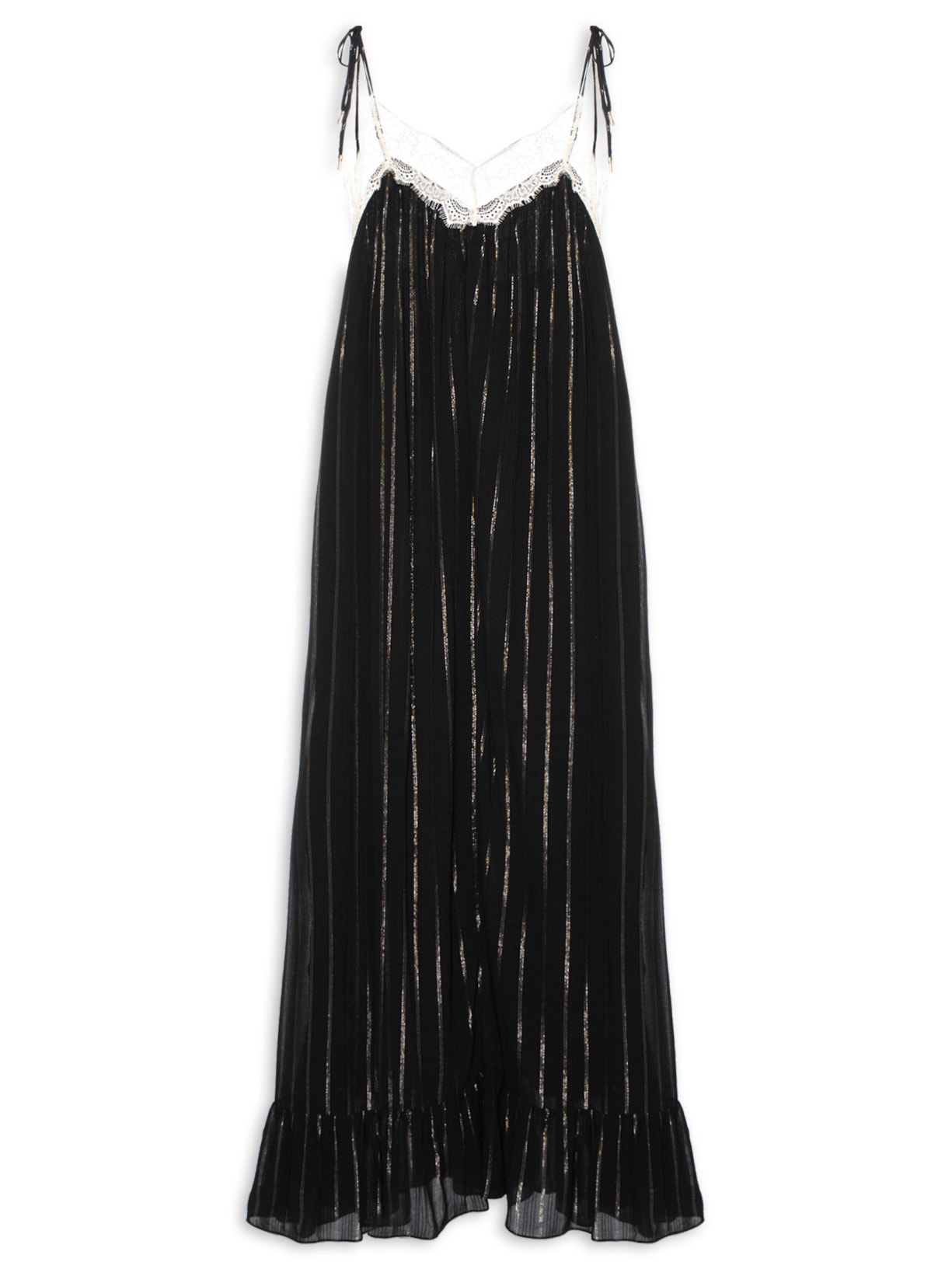 Vestido Longo Lurex Renda Preto Dress To