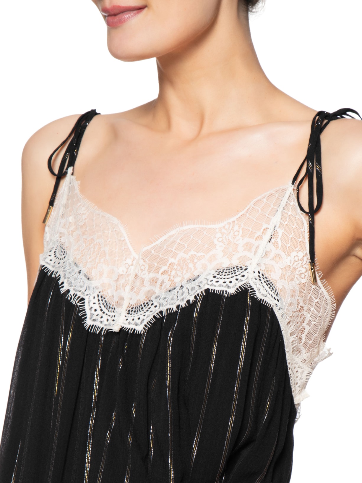 Vestido Longo Lurex Renda Preto Dress To