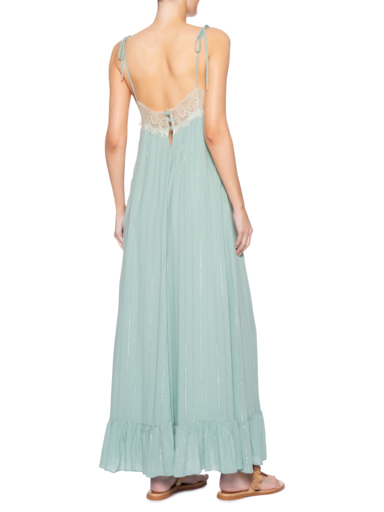 Vestido Longo Lurex Renda Verde Dress To
