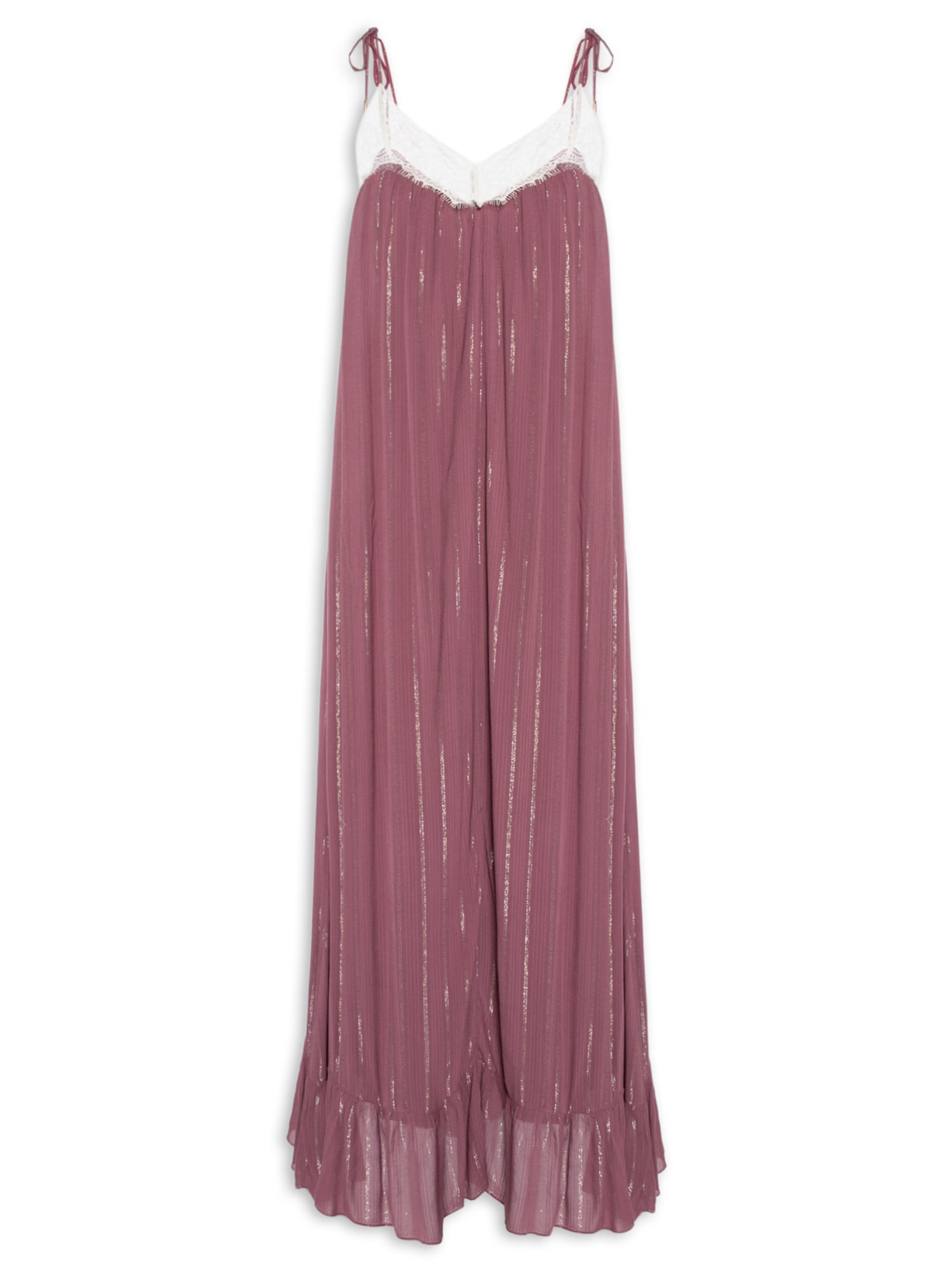 Vestido Longo Lurex Renda Vermelho Dress To