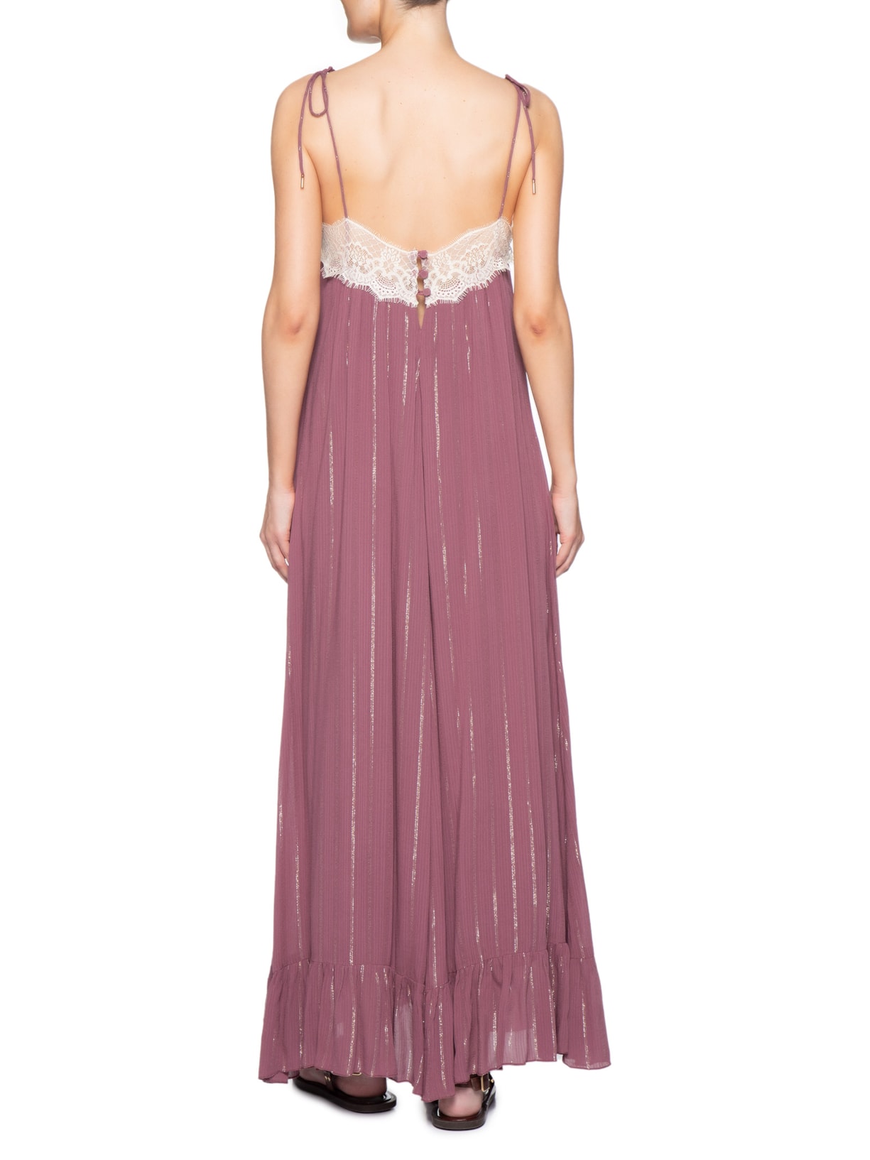Vestido Longo Lurex Renda Vermelho Dress To