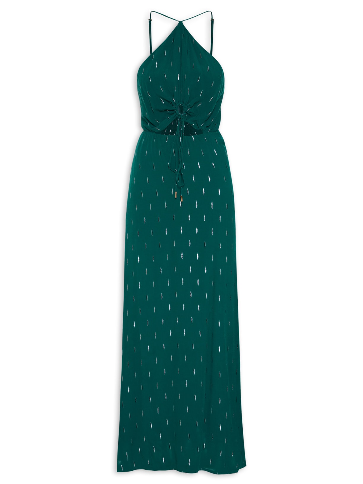 Vestido Longo Lurex Vazado Frente - Verde