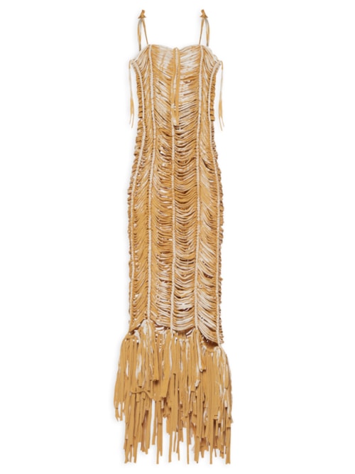 Vestido Longo Macrame Estampado - Amarelo