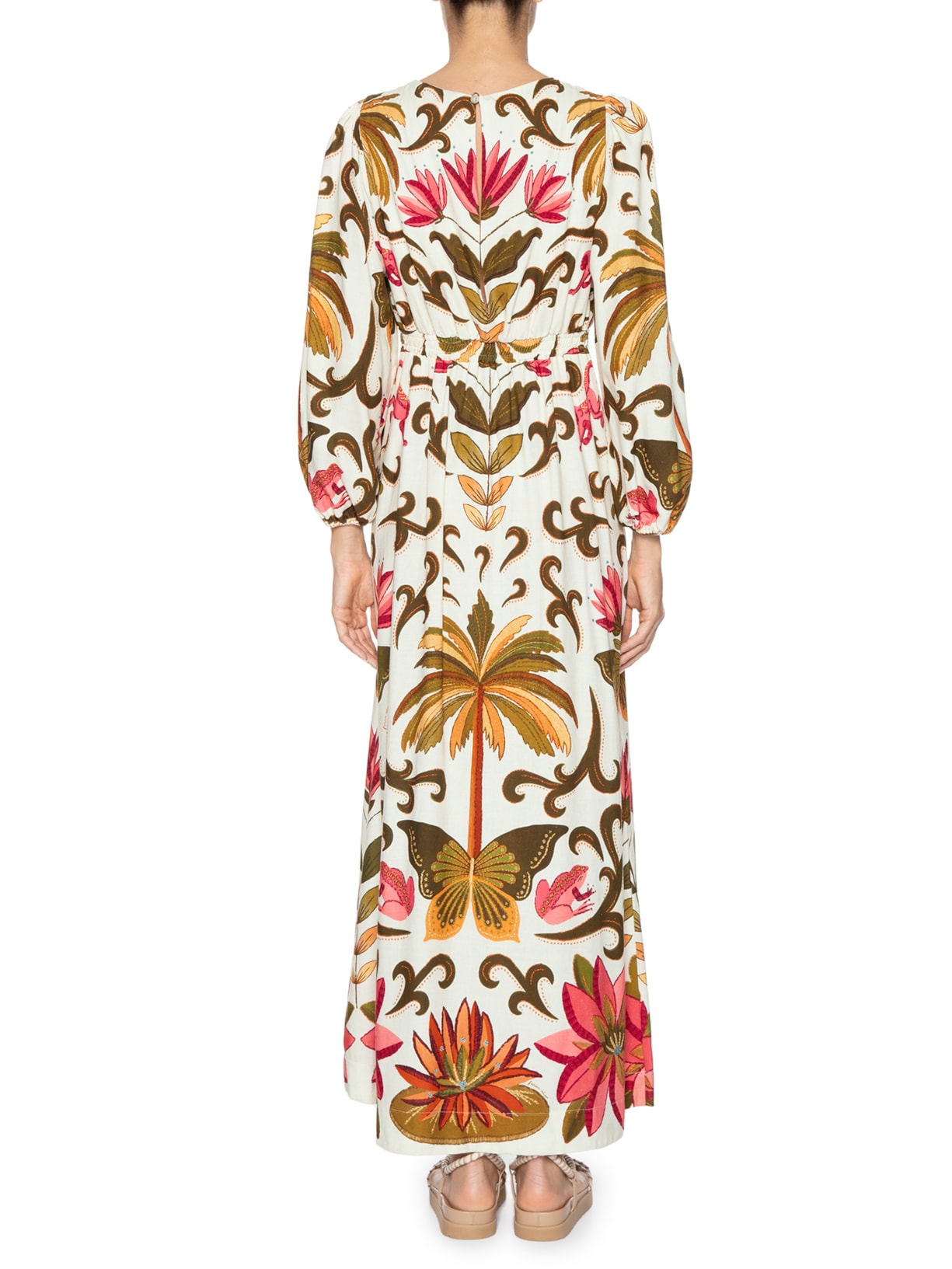 Vestido Longo Manga Amazonia Chic Branco Farm