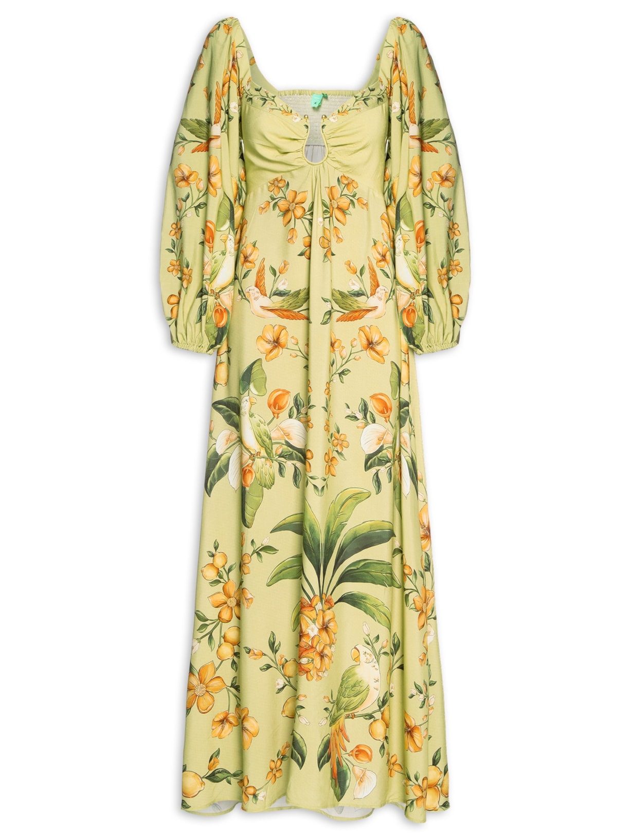 Vestido Longo Manga Bosque Chic - Verde