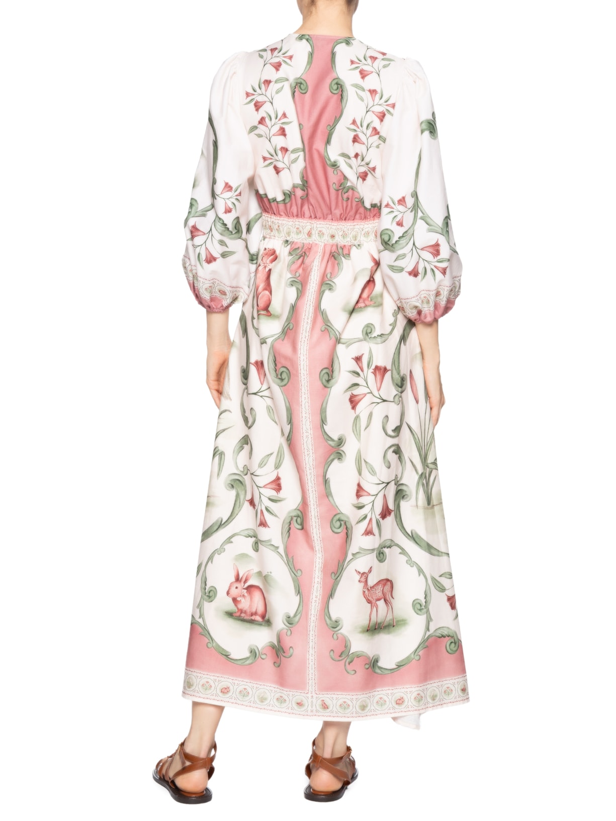 Vestido Longo Manga Curta Doce Encanto Rosa Farm