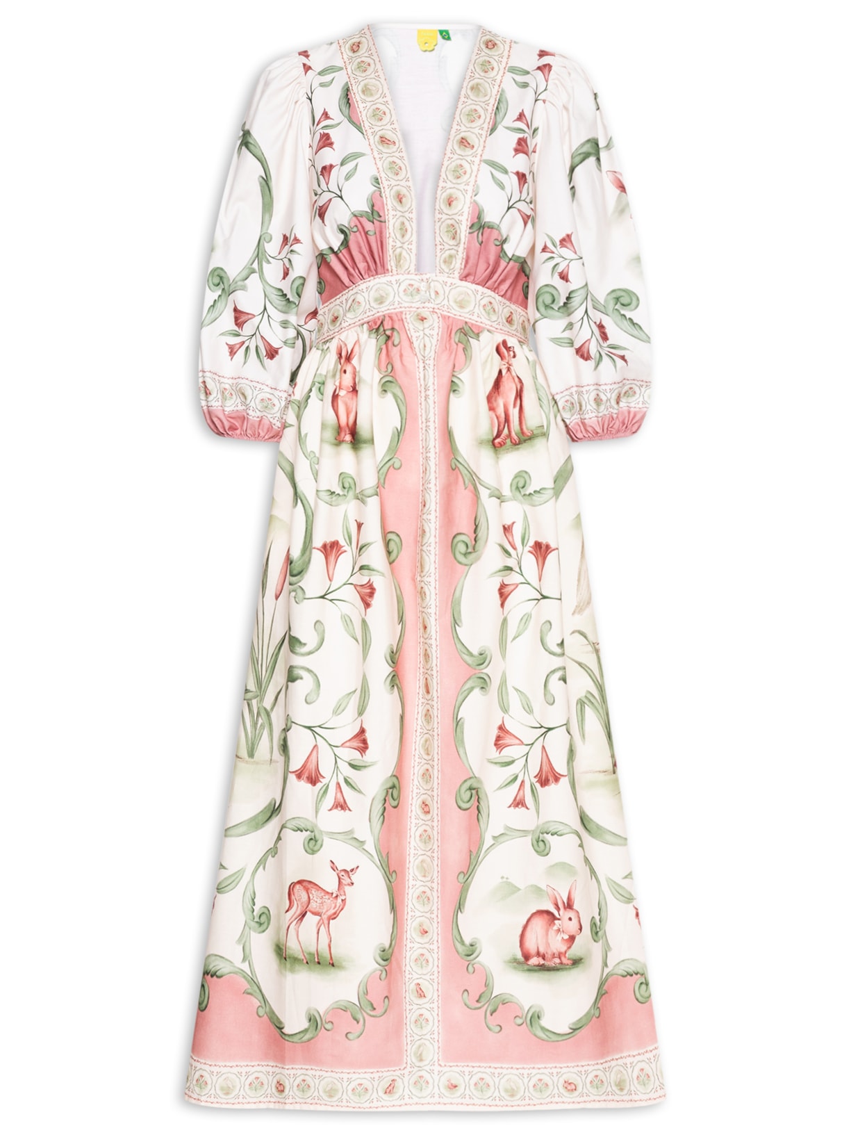 Vestido Longo Manga Curta Doce Encanto – Rosa