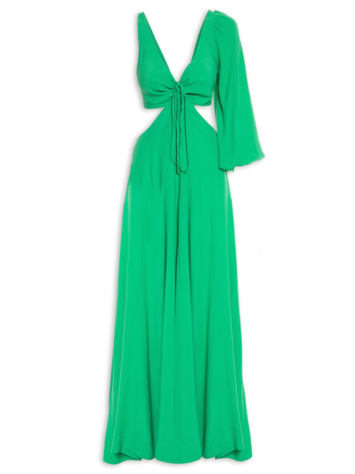Vestido Longo Manga Irregular - Verde