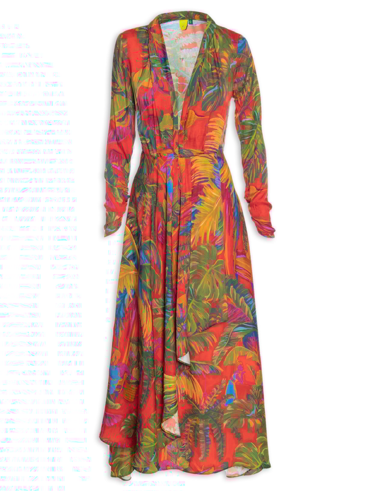 Vestido Longo Manga Selva Urbana - Laranja