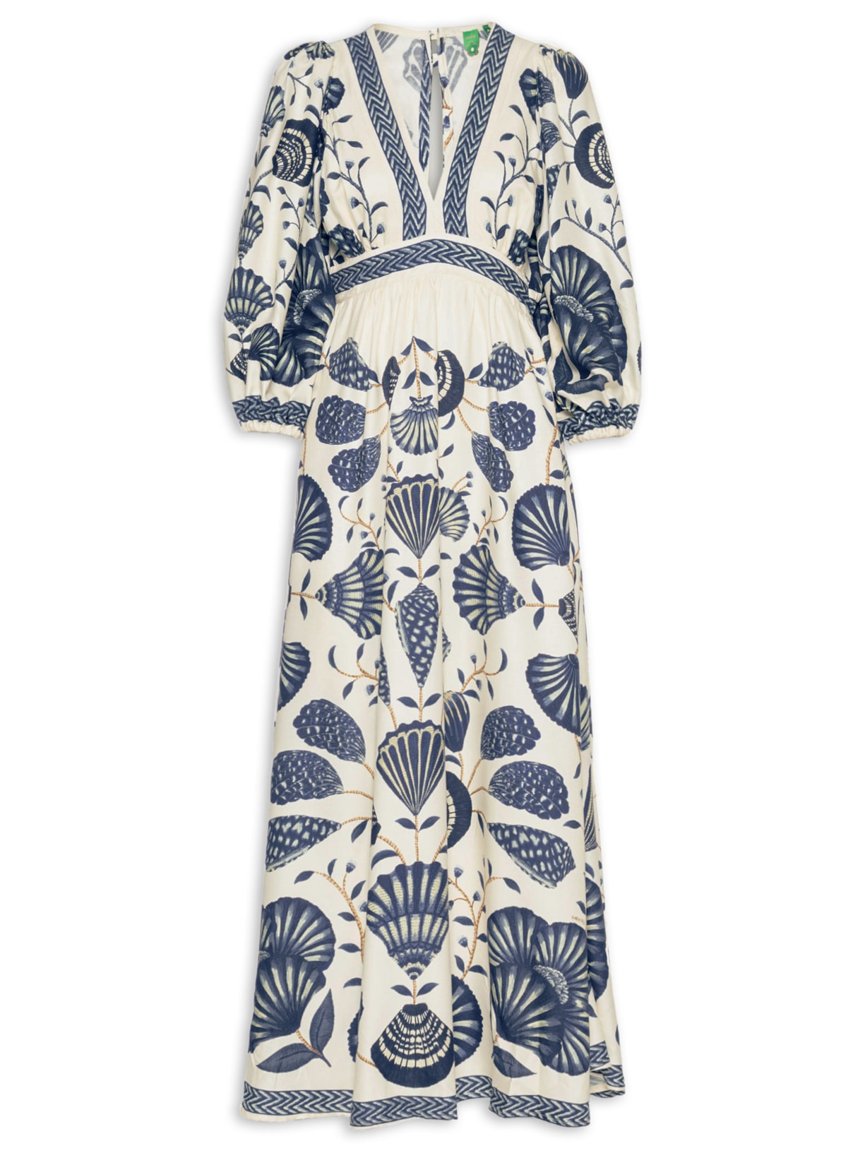 Vestido Longo Manga Sonho de Concha Branco Farm
