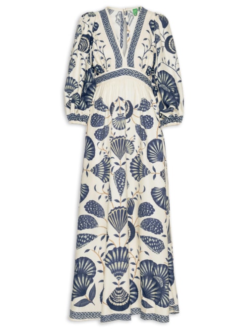 Vestido Longo Manga Sonho de Concha - Branco