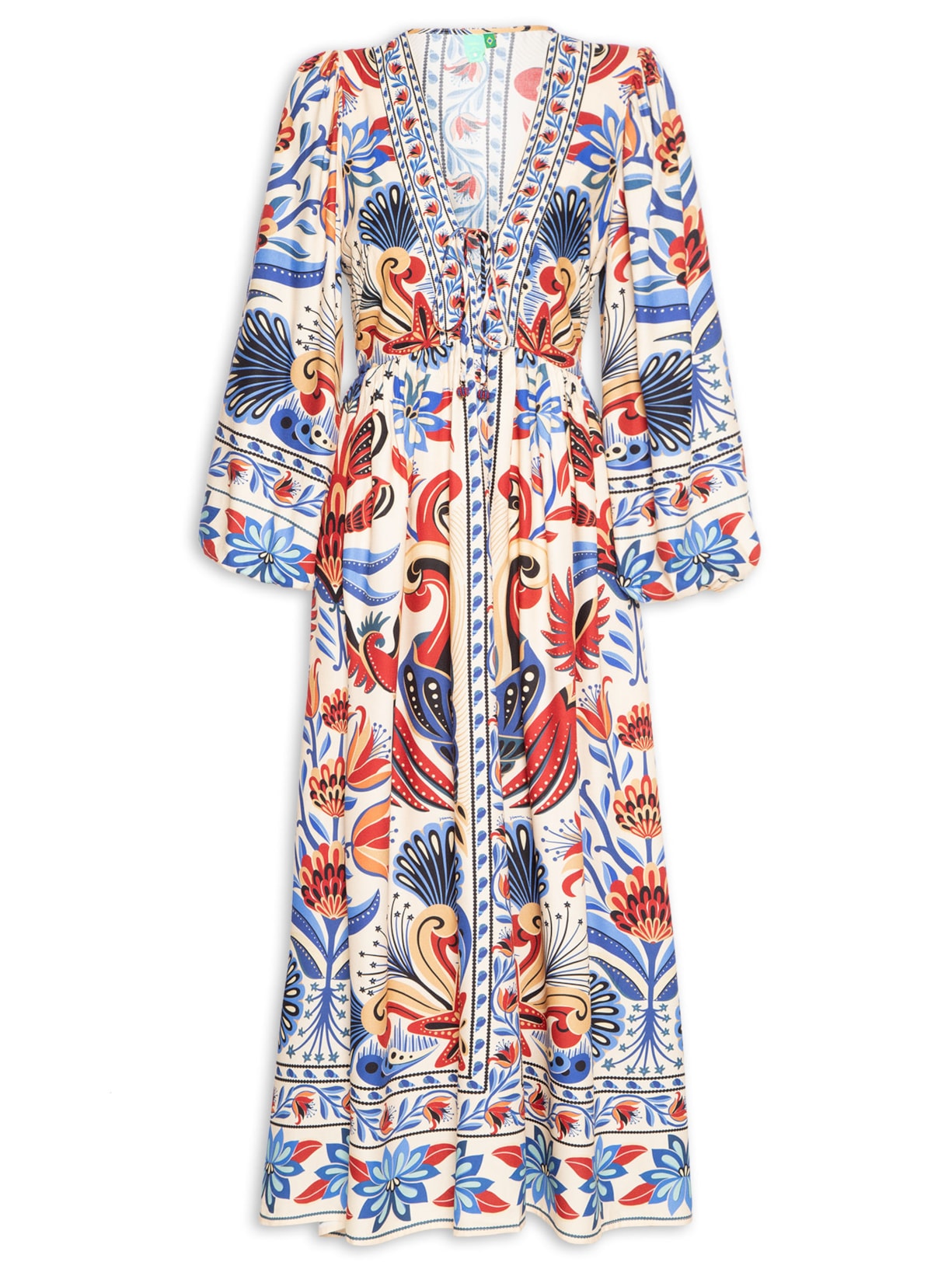 Vestido Longo Manga Sonho De Mar - Azul