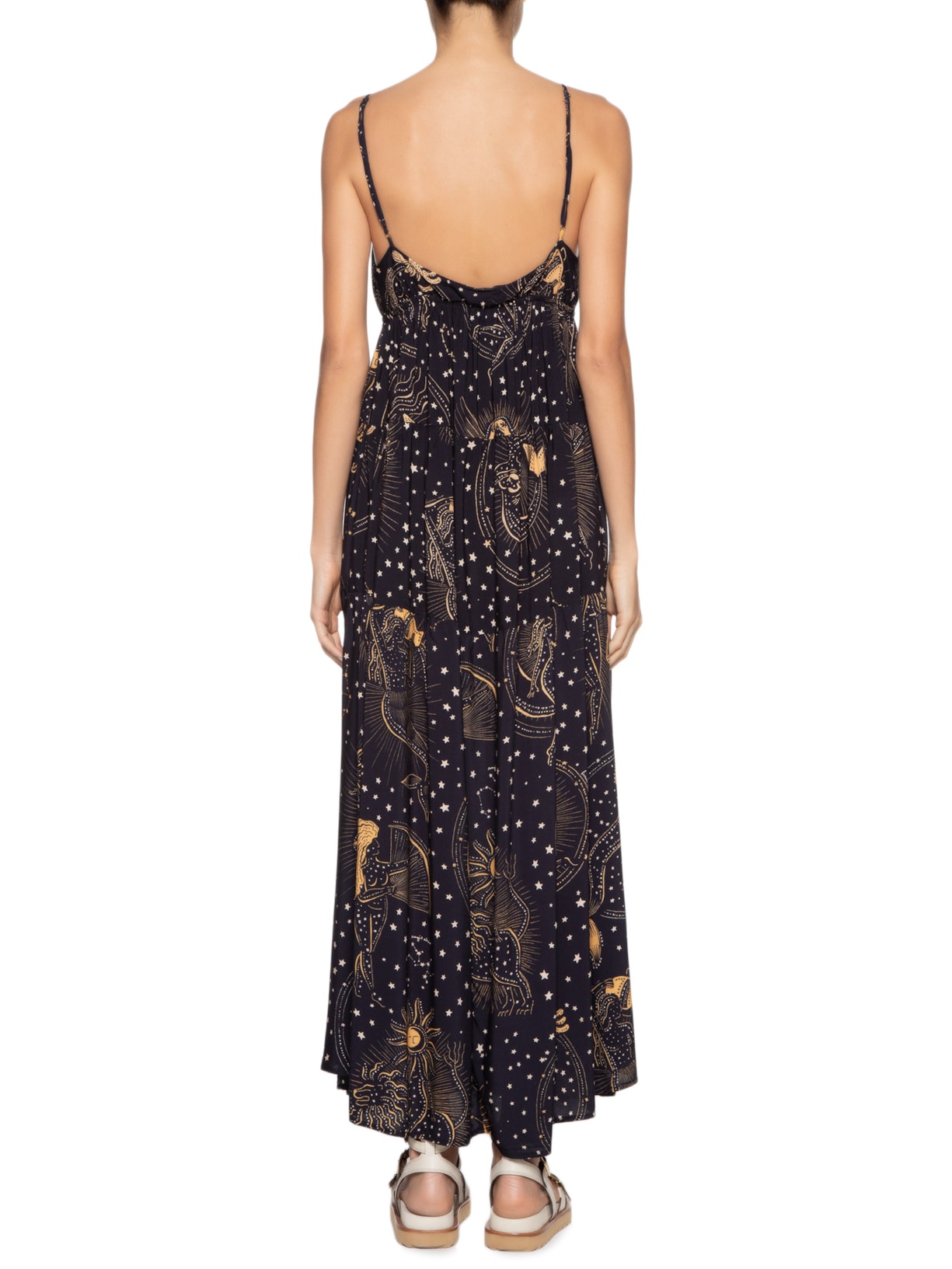 Vestido Longo Mapa Astral Preto Farm