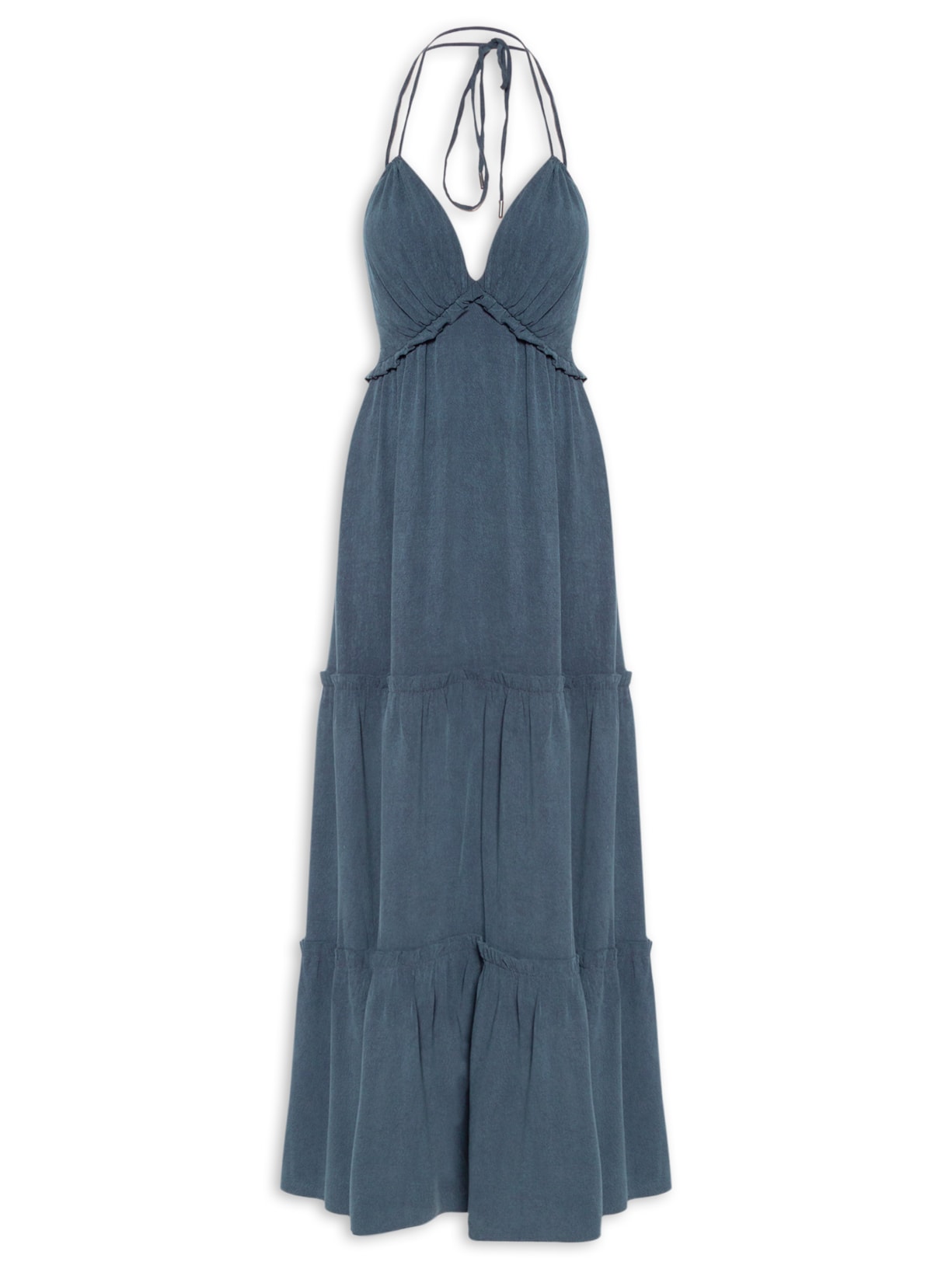 Vestido Longo Maria Alça Dupla - Azul