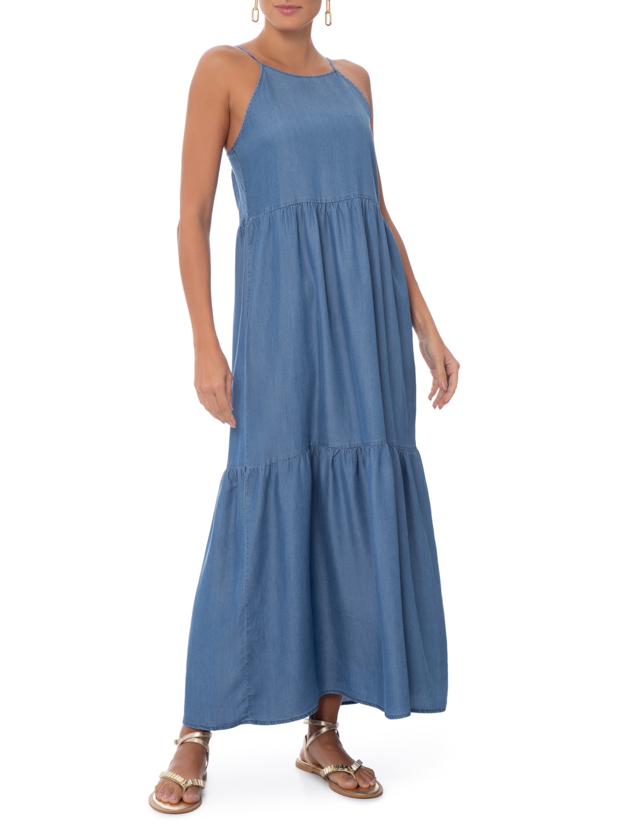 Vestido Longo Marias Azul Basiq