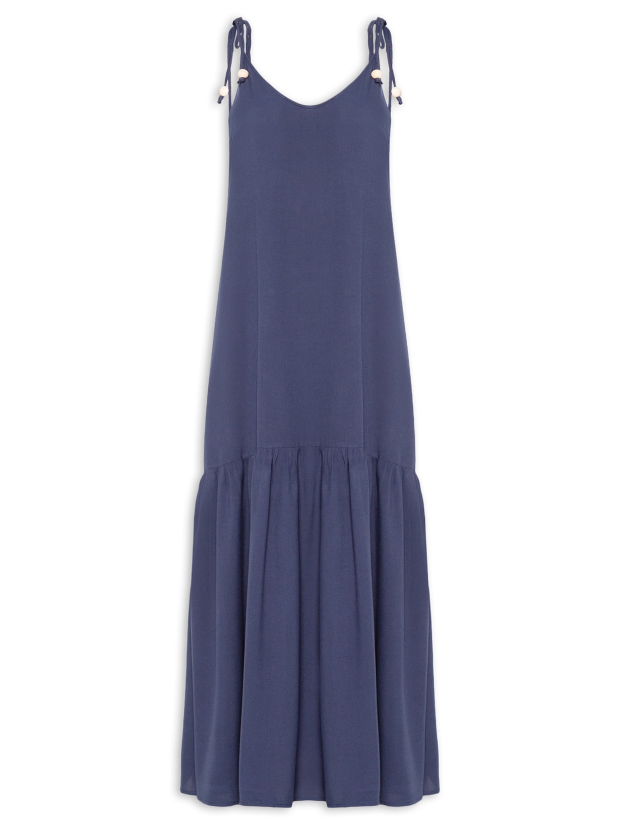 Vestido Longo Marias Decote V - Azul