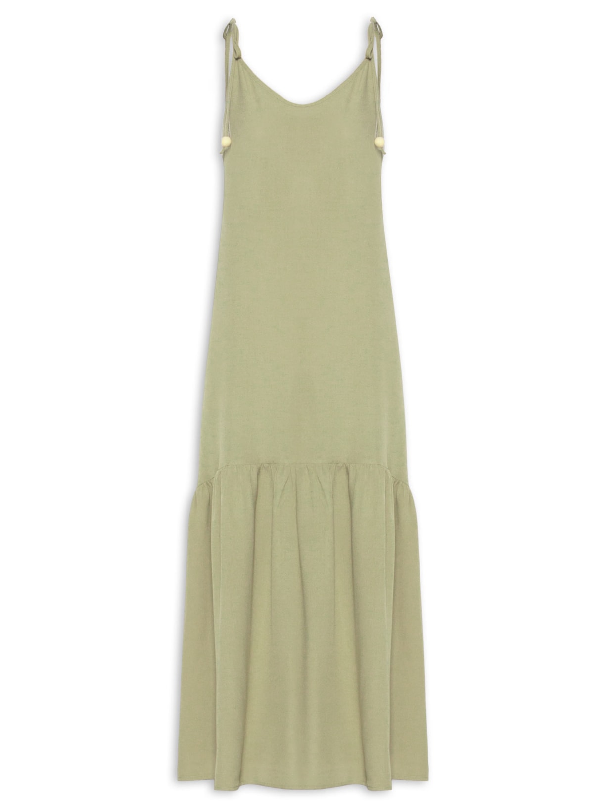 Vestido Longo Marias Decote V Verde Basiq