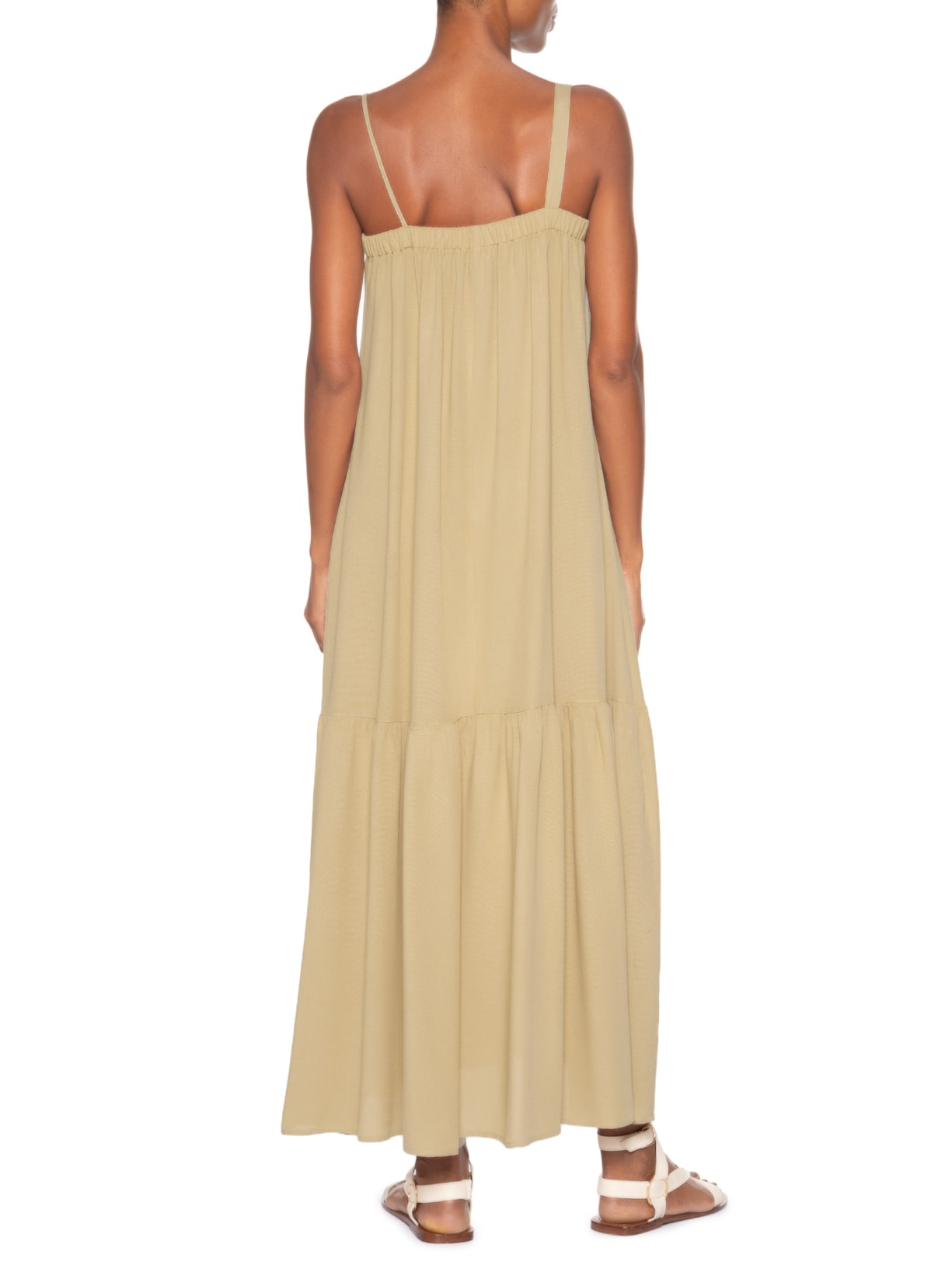 Vestido Longo Marias Detalhe Alcinha Bege Basiq