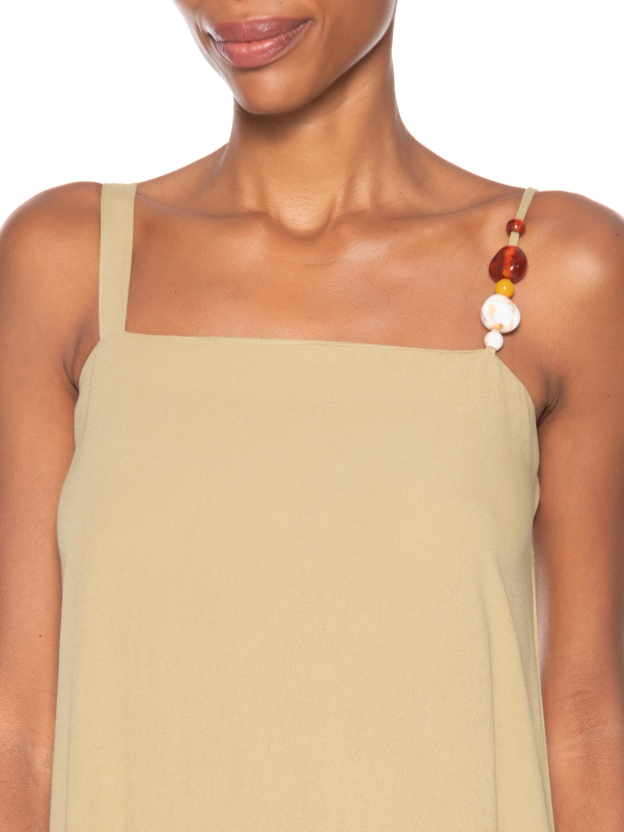 Vestido Longo Marias Detalhe Alcinha Bege Basiq