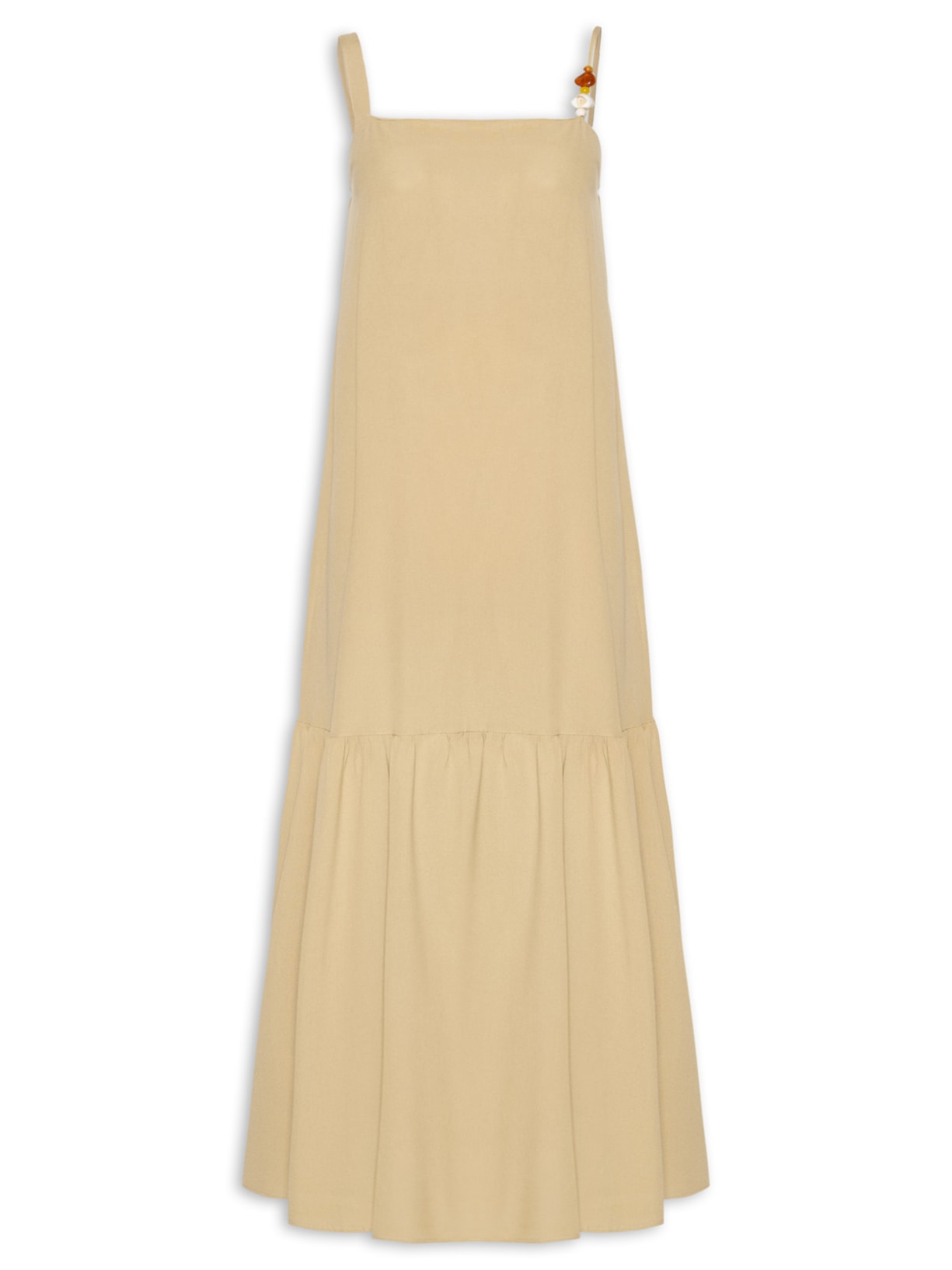 Vestido Longo Marias Detalhe Alcinha - Bege