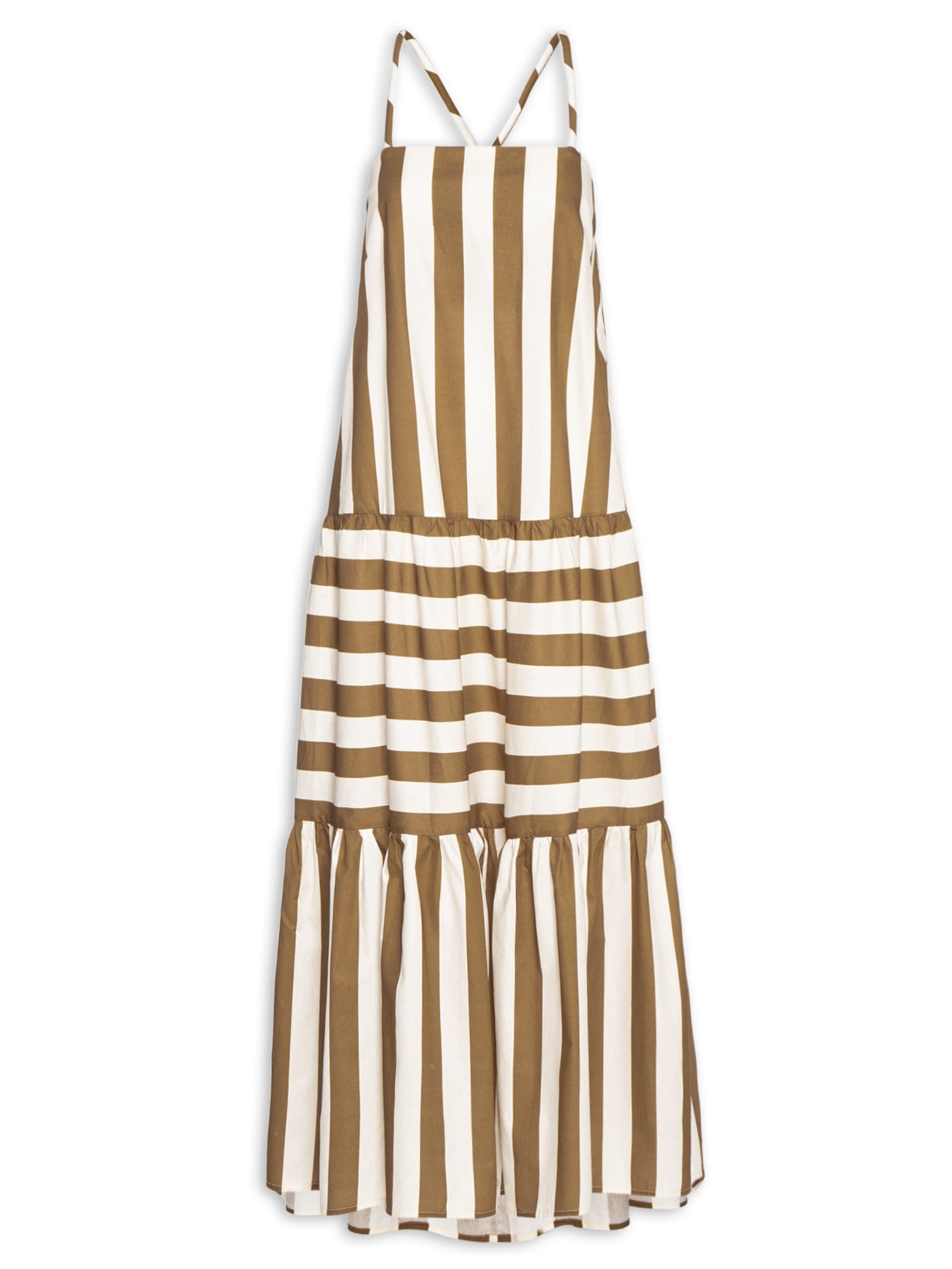 Vestido Longo Marias Listras - Bege