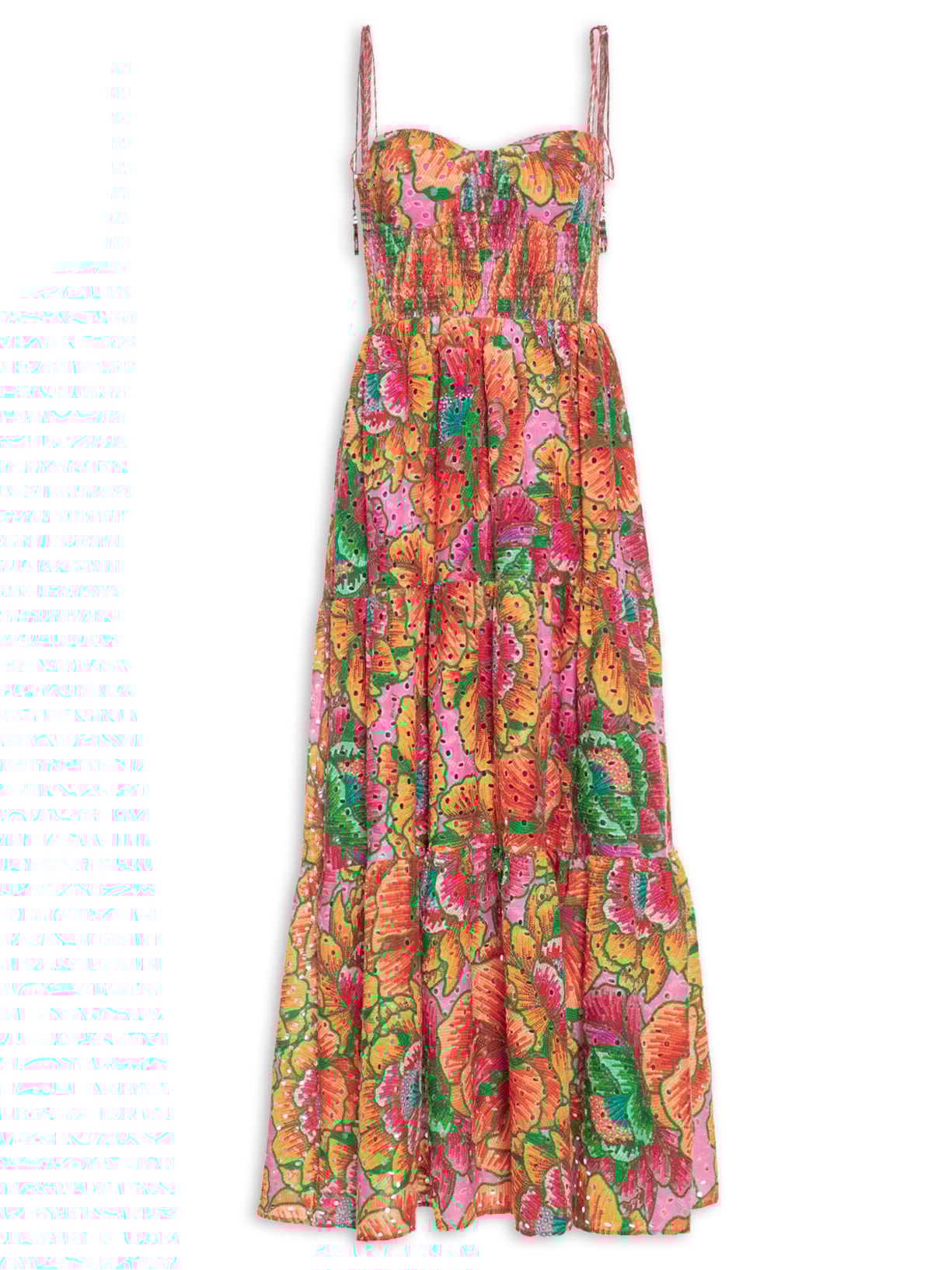 Vestido Longo Marias Primavera Artesanal Laranja  Farm