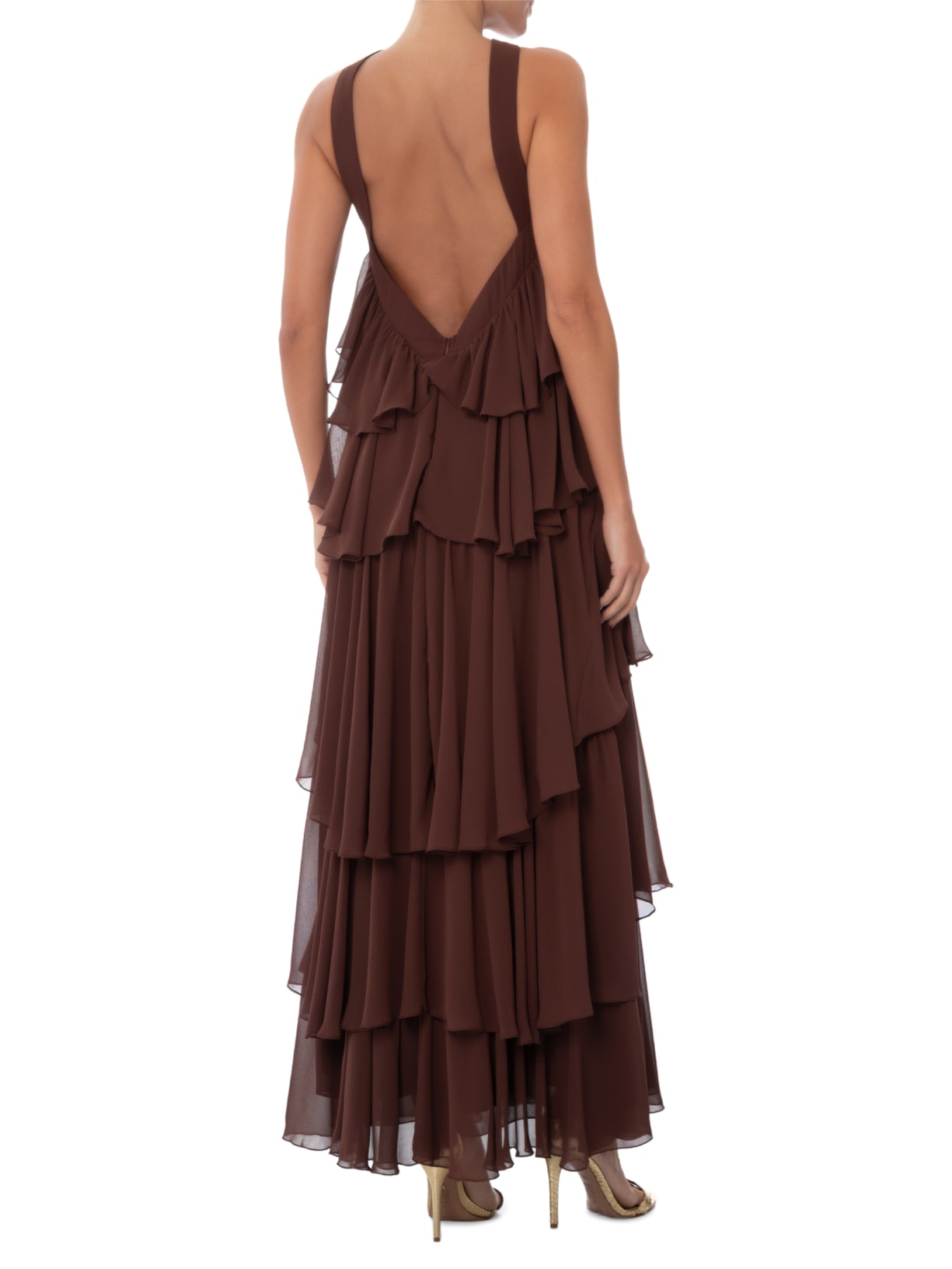 Vestido Longo Marina Babados Marrom Fabulous Agilitá